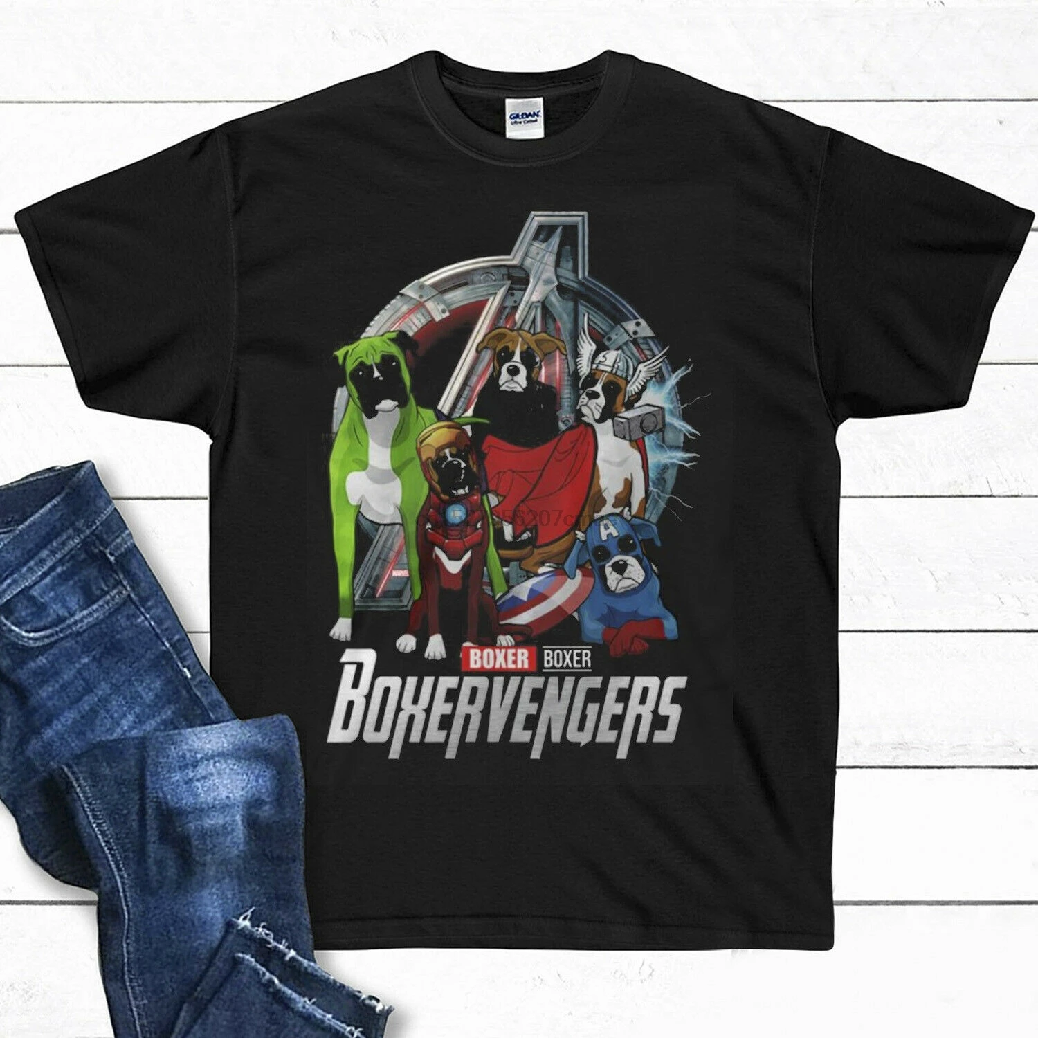 

Boxervengers Boxers Avengers Endgame Dog Lovers T Shirt Black Cotton Men S-6xl