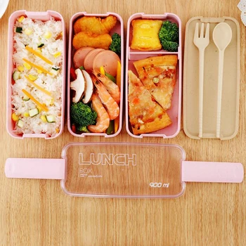 

Portable Healthy Material Lunch Box 3 Layer Bento Boxes Microwave Dinnerware Food Storage Container Lunchbox Kitchen Accessories