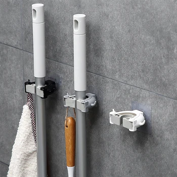 

Mop Rack Wall Shelf Bathroom Organizer Hook Broom Holder Hanger Folding Rack Shelves Behind Doors/On Walls Kitchen Storage Tool