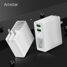 Amstar Quick Charge 3,0 Dual USB зарядное устройство 36 Вт Светодиодный дисплей QC3.0 дорожное настенное зарядное устройство для iPhone samsung huawei Xiaomi Быстрая зарядка
