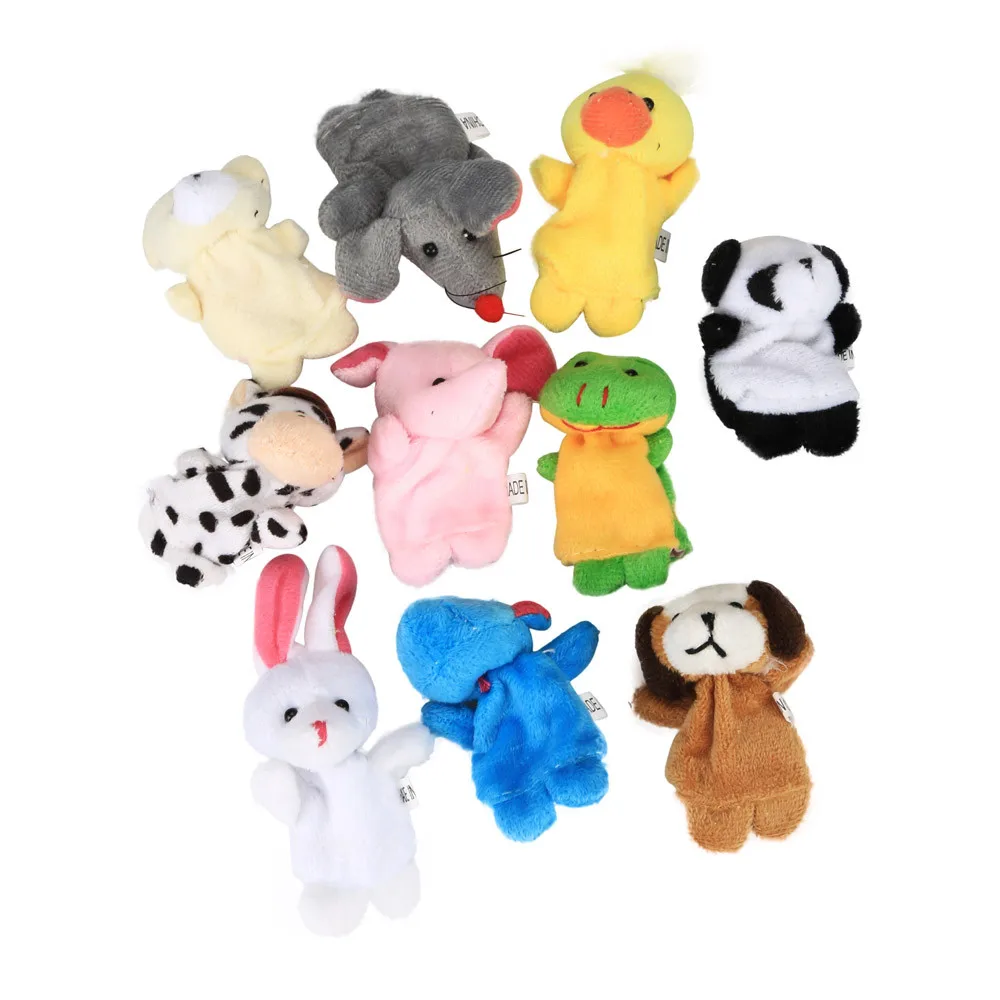 Мультфильм Животные руки пальцы куклы бархатные мягкие плюшевые аксессуары для семьи Обучающие интересные игрушки для детей