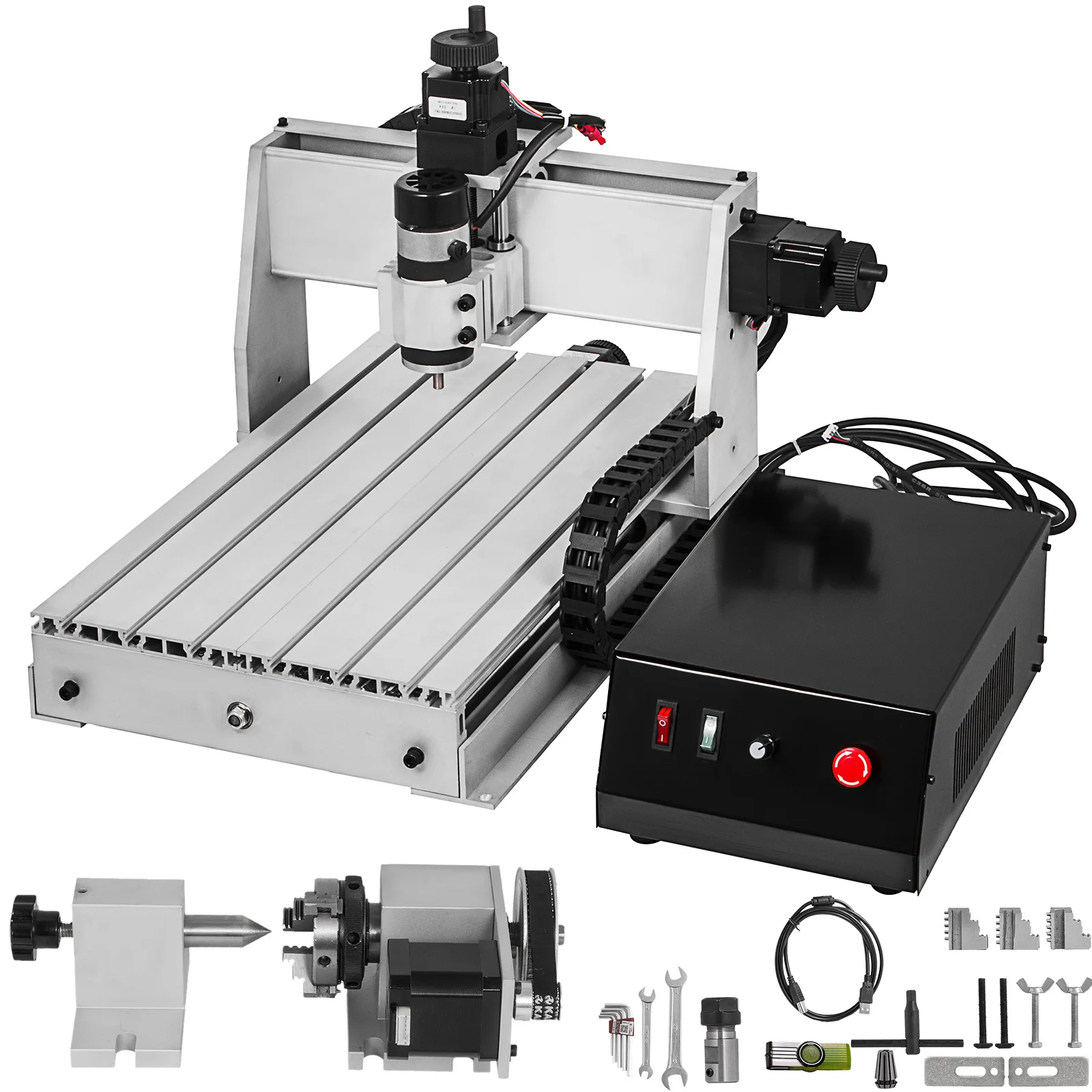 VEVOR-enrutador CNC de 4 ejes 3040, grabador USB 500W, husillo de Metal 3D, máquina cortadora de perforación, maquinaria de carpintería DIY