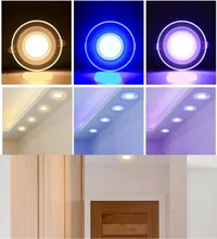 

LED 5W/220V Tri-color Dimmable Colorful Downlight Round Panel Light No Flicker Eye Protection Home Atmosphere Decorative Light