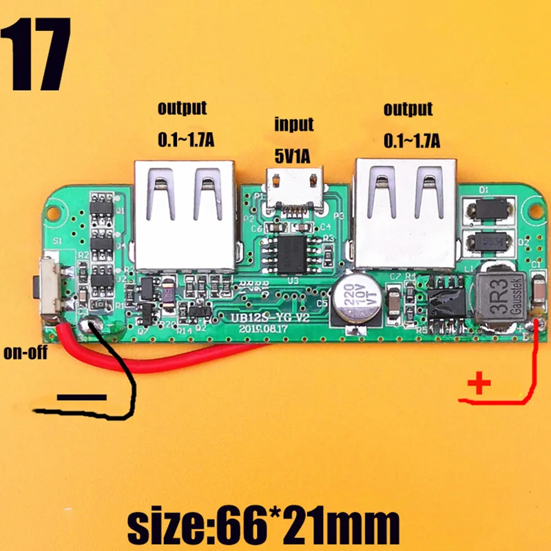 5 в 1.7A 2.1A Дополнительный внешний аккумулятор модуль плата для мобильного аккумулятора PCB контроллер зарядки два порта usb светодиодный светильник DIY аксессуары для замены - Цвет: 17