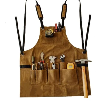 

Professional Tool Apron Waterproof Waxed Canvas Tools Apron for Woodworking Painting Gardening Unisex