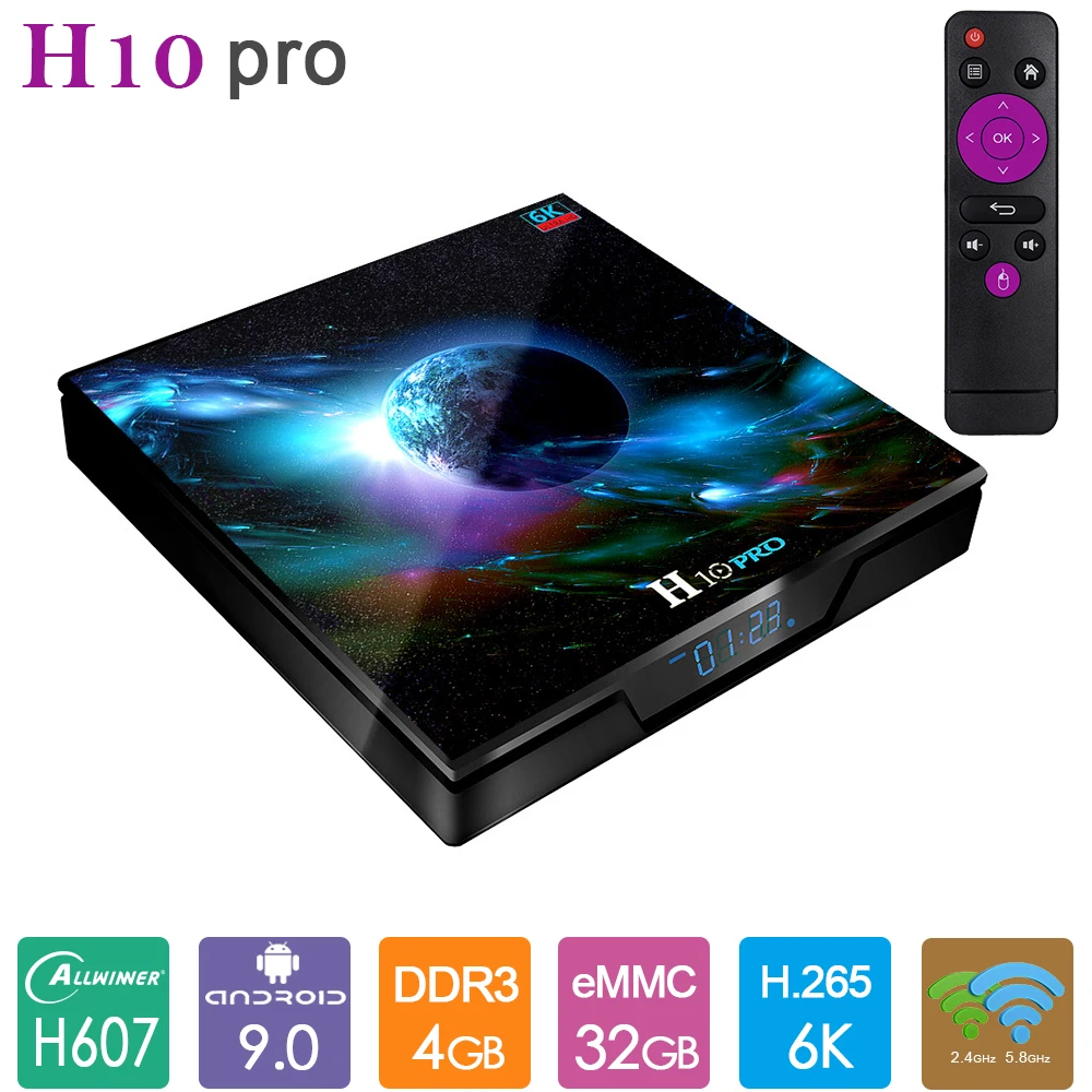 H10 pro Smart tv Box Allwinner H603 Android 9,0 tv Box 4GB DDR3 64GB 2,4G 5G WiFi 6K медиаплеер