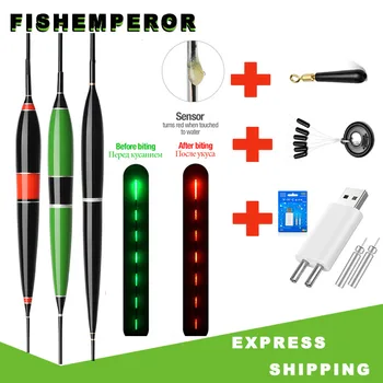 SUPER DISCOUNT ❤️ Smart Float + Charger + Space Bean 4in1 Bite Alarm Fish Bait LED Light Automatic Night Electronic Color Change Changing Strike - discount item 20% OFF Sports & Entertainment