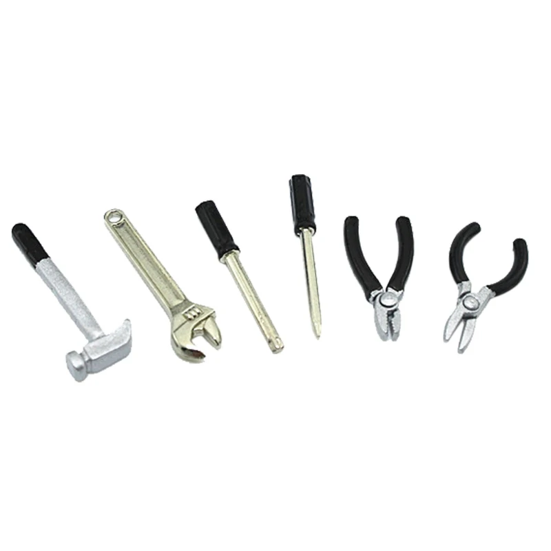 Tools Mini Hammer Wrench Screwdriver Scissors 6Pcs/set Dollhouse Miniature Simulation DIY Crafts Accessories kids repair toys plastic construction toys kids construction toys kids pretend play set kids educational toys home repair toys model assembly tools