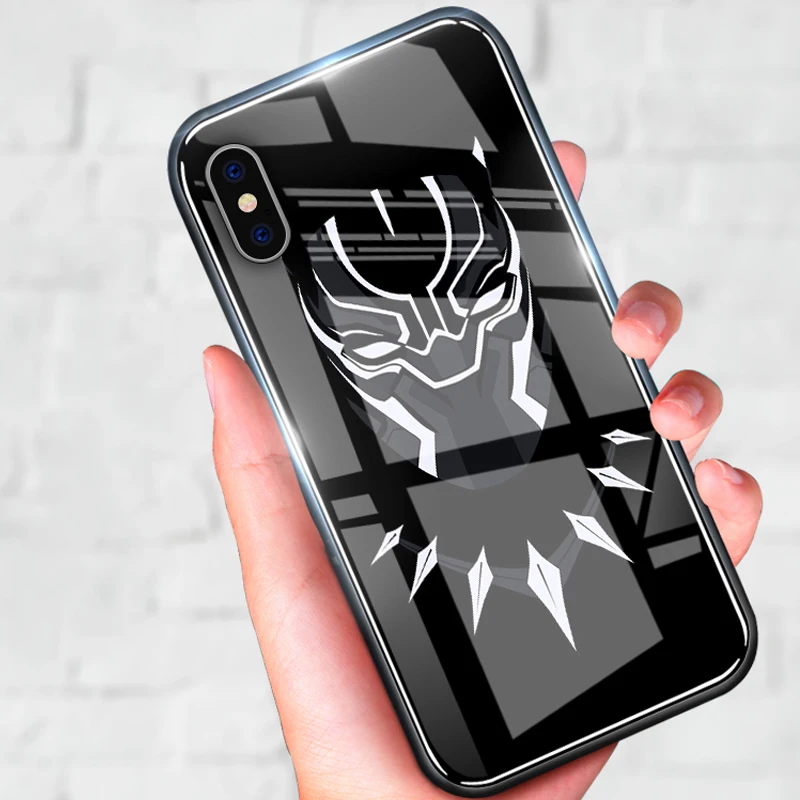 Чехол в виде светящегося стекла для iPhone 6, 6s, 7, 8 Plus, Мстители, Халк, задняя крышка для iPhone 11 Pro, 11 Pro, MAX, XS, MAX, XR, X, Venom, чехол для телефона