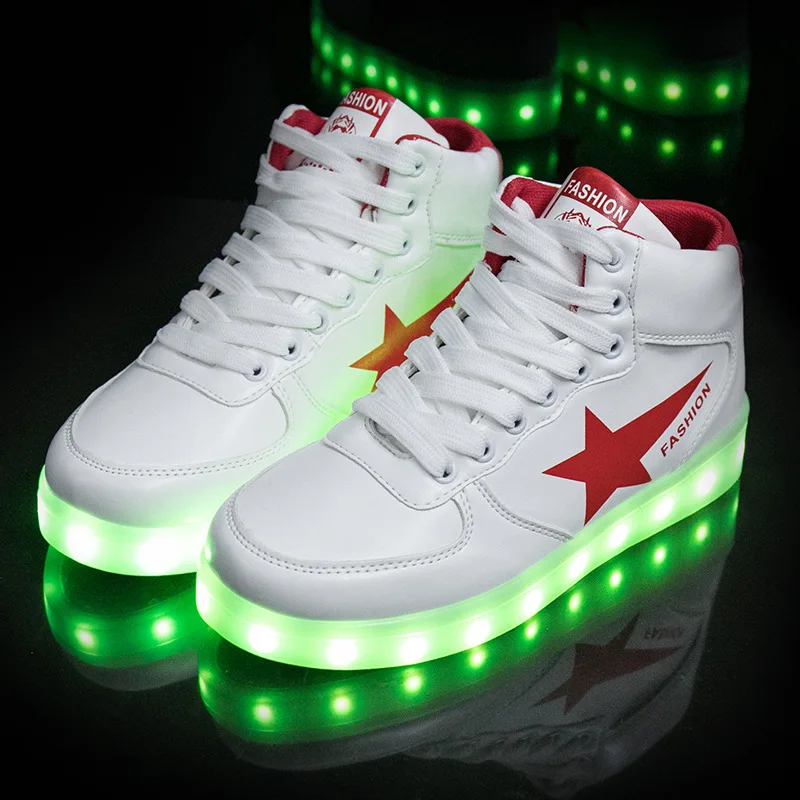 Large Size Children Casual Shoes With Lights USB Charge Luminous Sneakers for Kids Boys Glowing Led Shoes Girls Lighted Shoes - Цвет: 815-Red