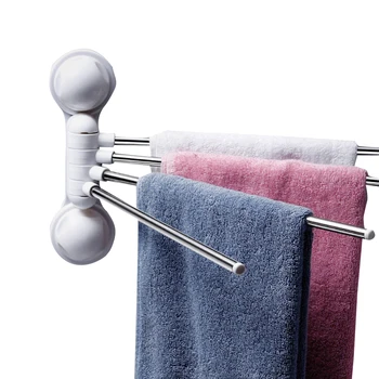 

1Pcs Towel Suction Shelf Bathroom Kitchen Storage Rack Rotatable Hooks Stainless Steel No-Hole Hardware Accessories