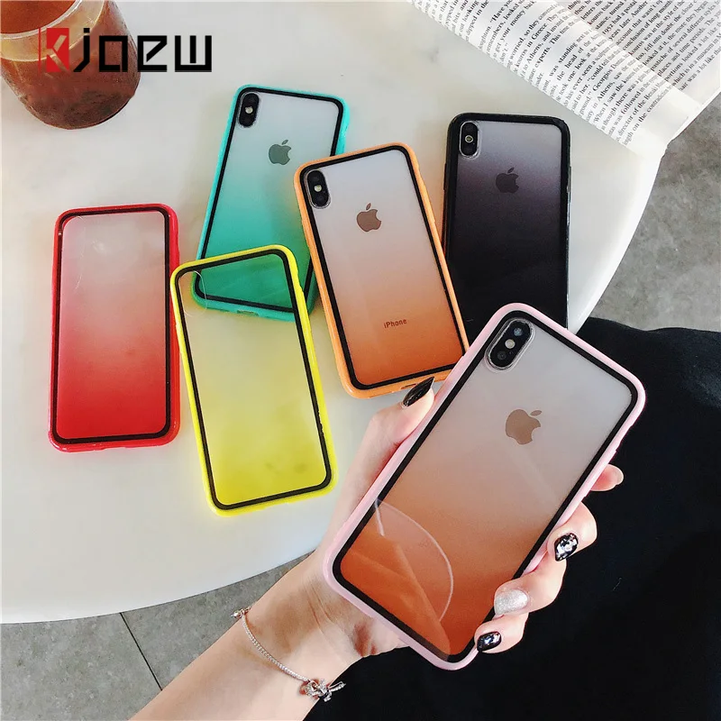 Прозрачные цветные градиентные Чехлы KJOEW для телефонов iPhone 11 Pro XS Max XR X 7 8 6 6S Plus