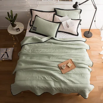 

Washed Cotton Summer Quilt Airable Cover Solid Color Quilted Single Double Bed Quilt Summer Blanket Micro Business Live Entity