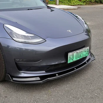 

3Pcs Carbon Fibre Style Front Bumper Lip Spoiler Front Bumper Diffuser Lip Cover Trim Wing Fit For Tesla model3 2018 2019 2020