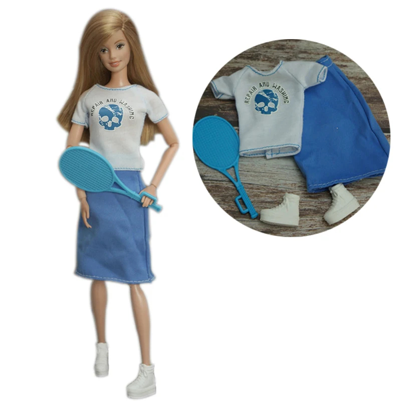 Fashion Outfits For Barbie Doll Clothes Set For Barbie Shirt Pants Shoes Glasses Crown Purse Hat Toys 1/6 Dolls Accessories