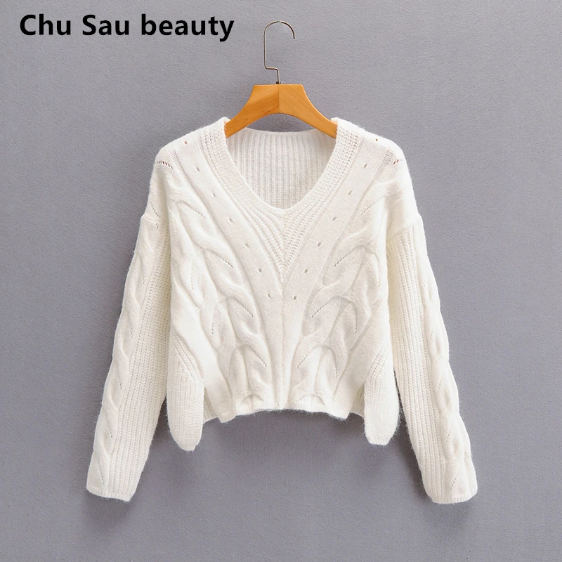 New 2020 Casual Fashion Solid Sweaters Women Chic Twist Pattern Pullovers Fall Long Sleeve O-neck Sweater Jumper Mujer | Женская одежда