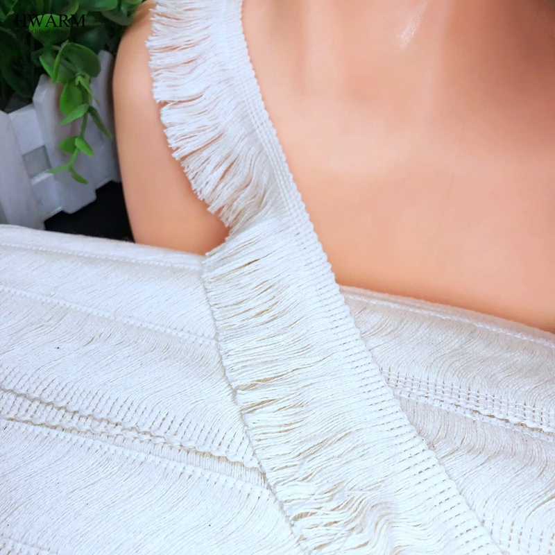 20 ярдов 4 см Off White высокой плотности натуральный хлопок бахромой африканская
