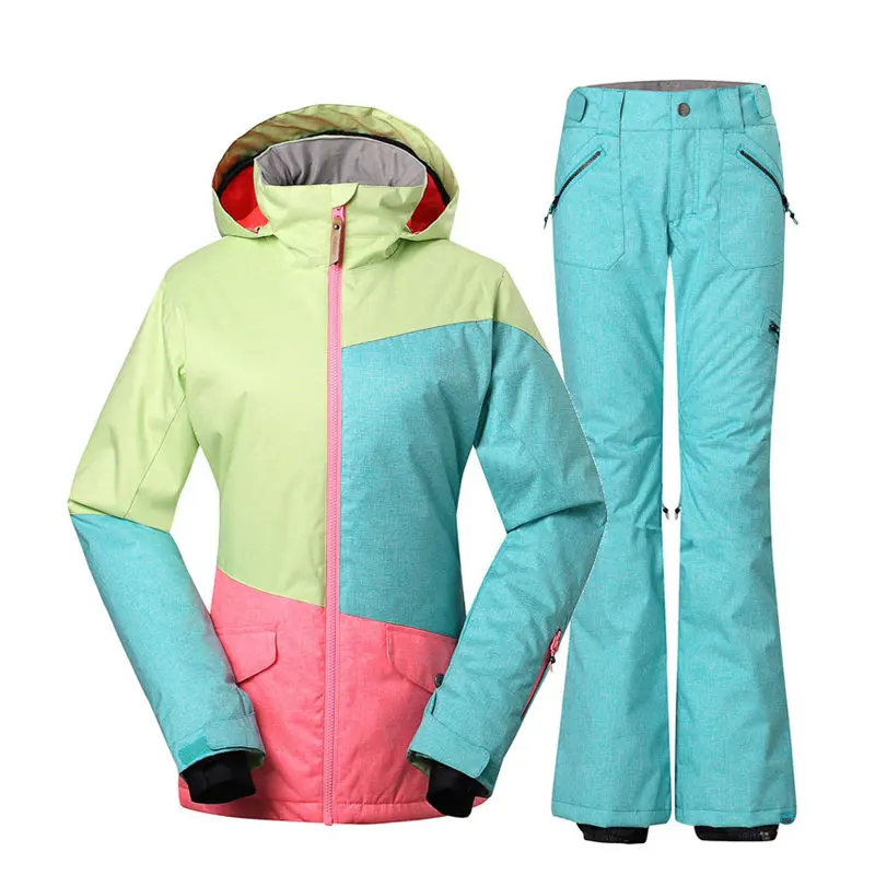 GS цветная женская зимняя одежда 10 K, водонепроницаемая ветрозащитная Спортивная одежда для улицы, костюм для сноубординга, комплекты, зимние штаны и лыжные куртки - Цвет: picture jacket pant