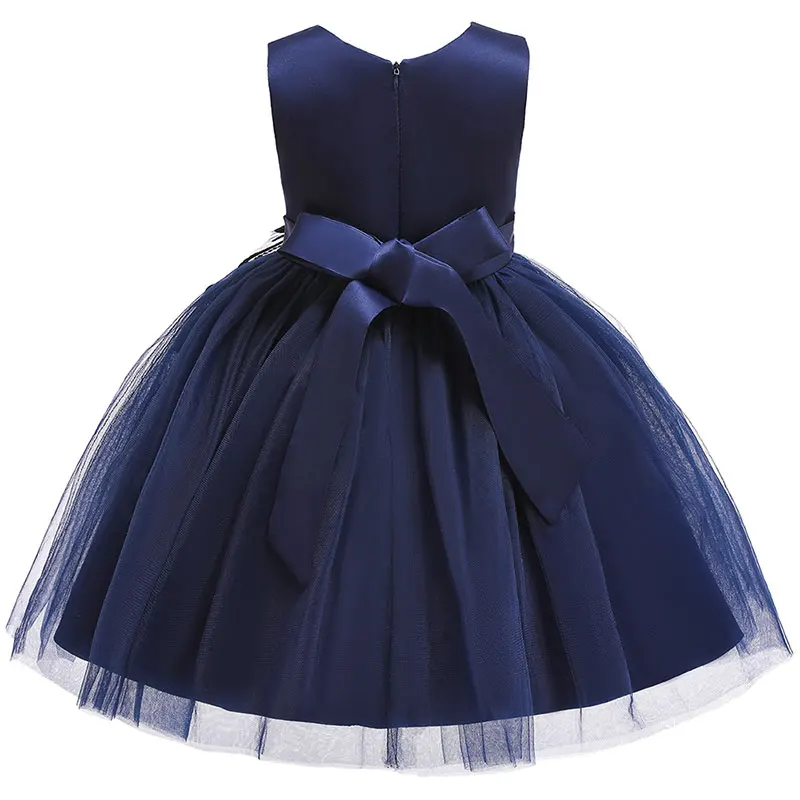 

Kids Girls Party Flower Sleeveless Mesh Bow Dress Pageant Robes Formal Princess Performance Dresses