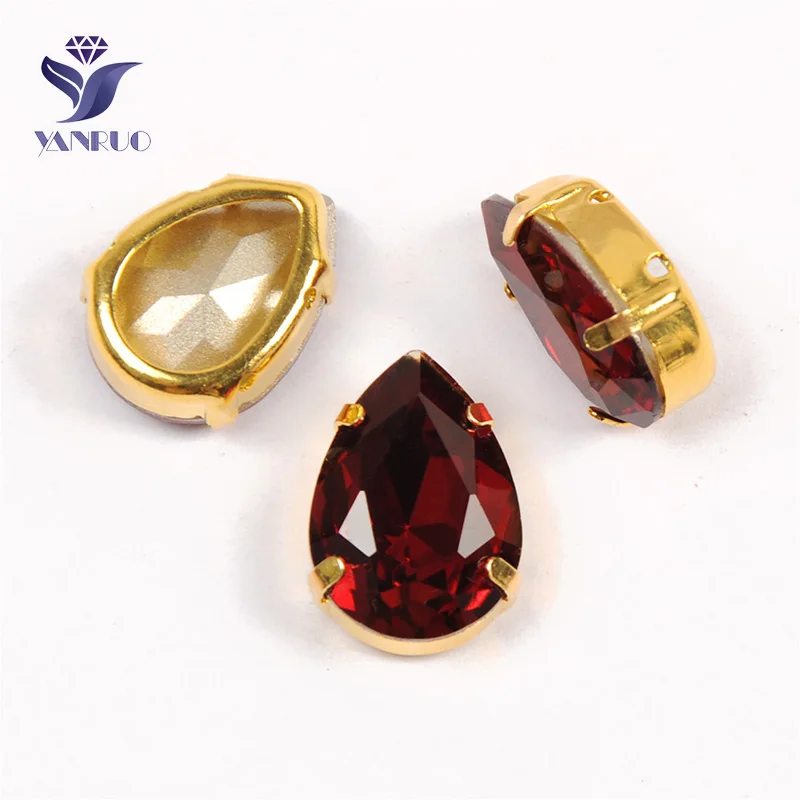 With Gold Claw Yanruo 4320 все размеры Siam Висячие камни стеклянные стразы удлиненный кристалл аппликация ремесло Стразы для платьев - Color: With Gold Claw