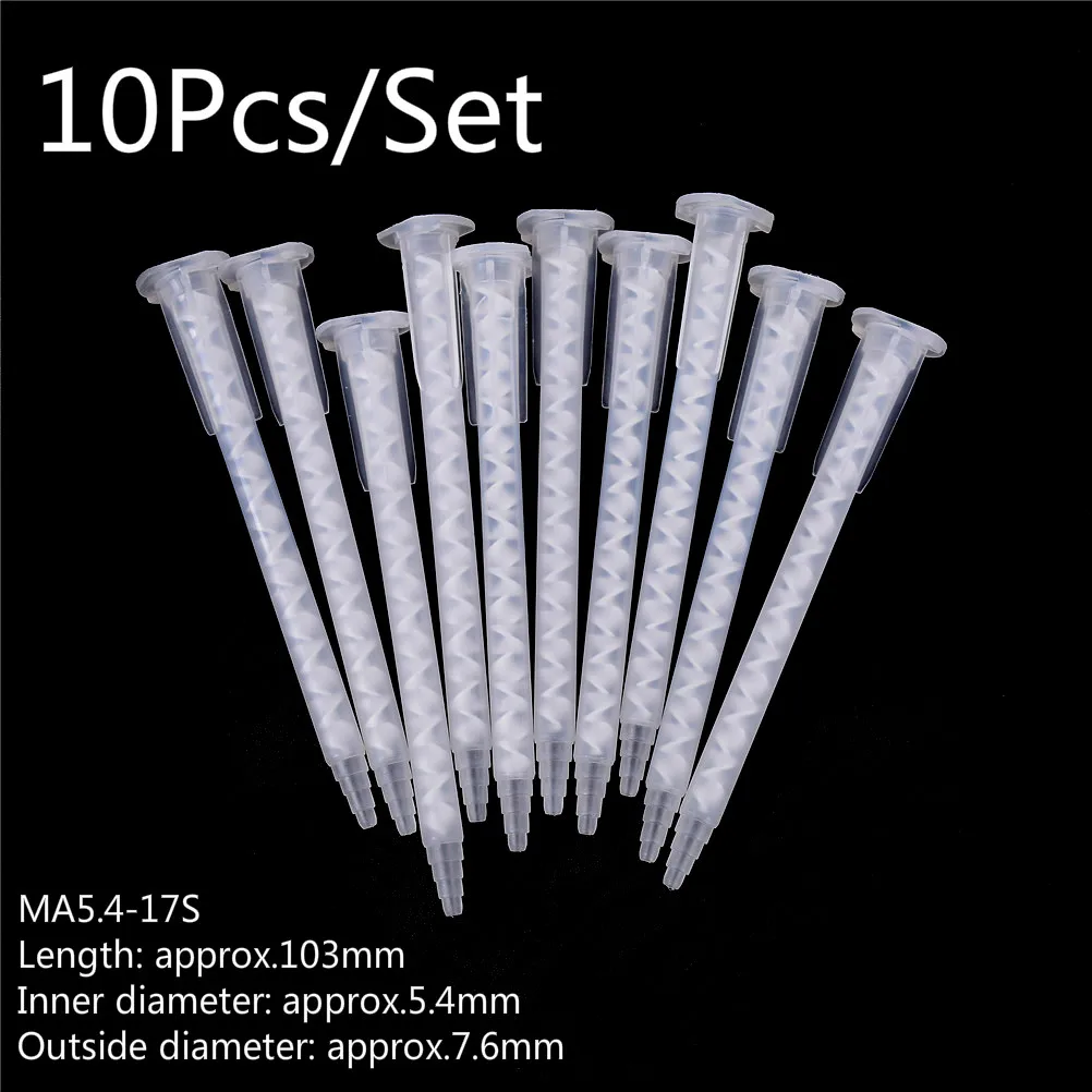 

10Pcs/Set Polypropylene Mixing Tube Nozzle Epoxy Resin Tool Dispenser Static Mixer Nozzles MA5.4-17S AB Glue Mixing Head