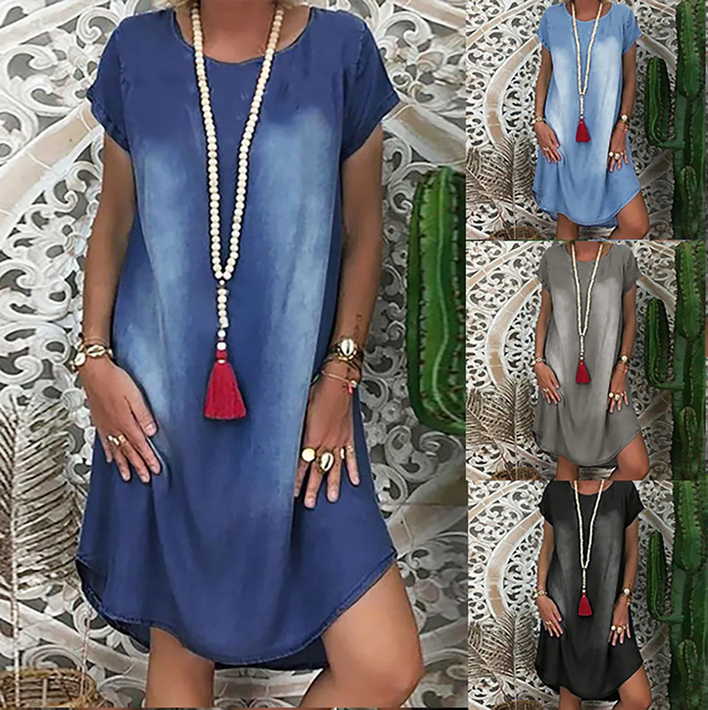 Women Summer Denim Dress Lmitiation ...