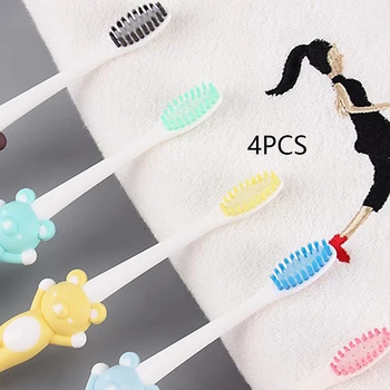 

4Pcs/set Toothbrush Oral Care Non Slip Manual Soft Teeth Cleaning Cartoon Kids Toothbrush Set Random Color