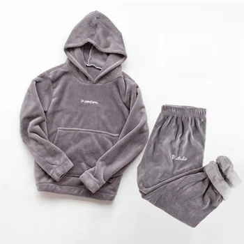 

LASPERAL Winter Flannel Pajama Set Womens Fleece Pajamas Sleepwear Home Clothes Thick Warm Coral Velvet Female Nightgown Pajama