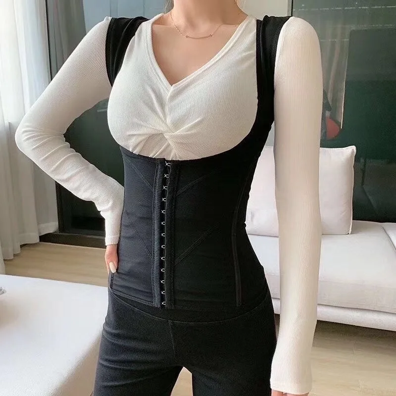 

Hook Adjustable Body Shaper Waist Trainer Steel Boned Slimming Corset Girdle Vest Latex Women Body Shaper Slimming Corset
