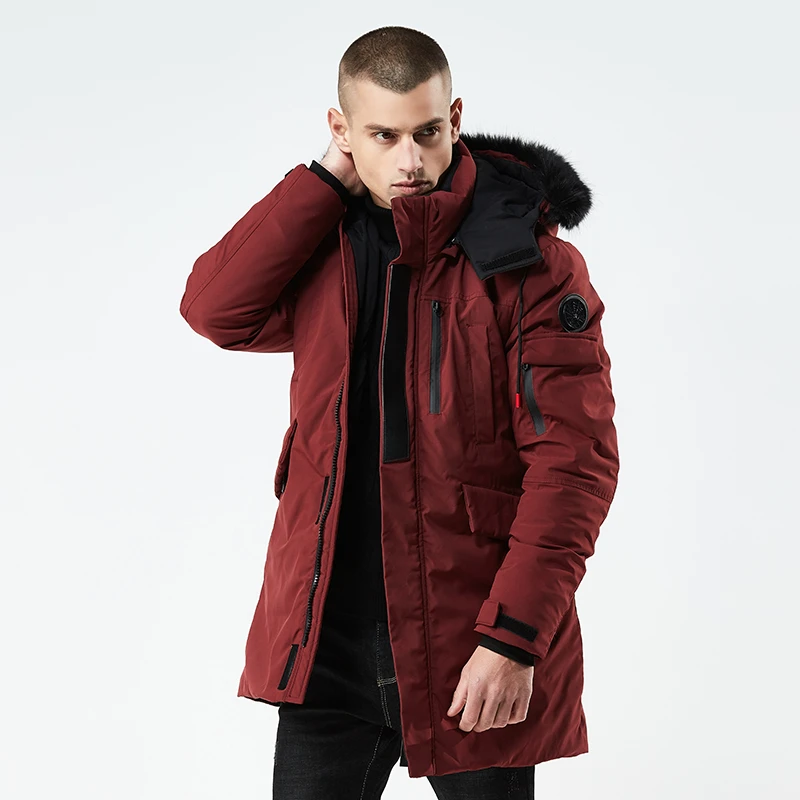 Padded Winter Jacket Men Windproof Long Coat Parkas Hood Fur Collar Clothes Men's Windbreakers Large Size Warm Epaulet Outwear