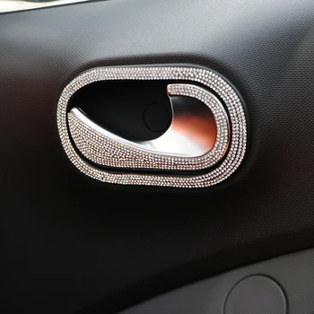 

Car Inner Door Handle Cover Stickers Interior 3D Rhinestone For Smart Fortwo Forfour 453 Drill Diamond Decoration Sticker