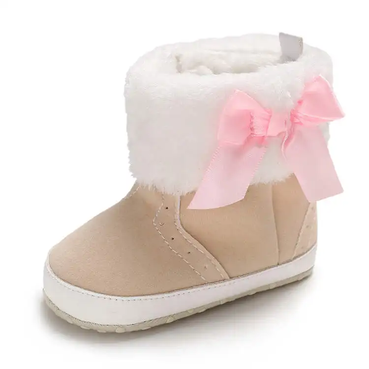 Обувь для младенцев; обувь для новорожденных мальчиков и девочек; милая теплая обувь с бантом и мягкой подкладкой; нескользящая обувь на мягкой подошве для новорожденных; обувь для первых шагов - Цвет: Хаки
