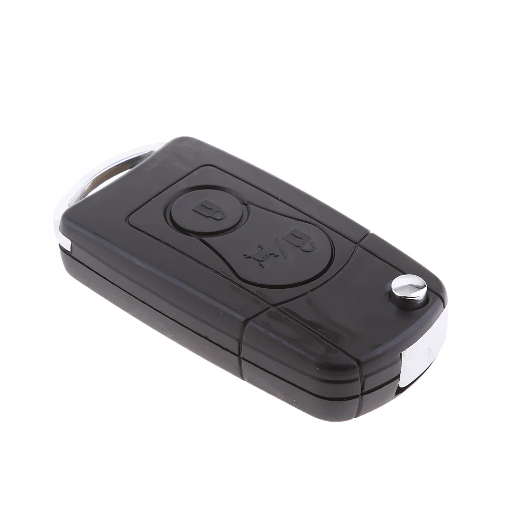 Car Keyless Entry Key Fob Case Shell Flip Folding Smart Remote Key Case Fits for Ssangyong Actyon Rexton, 2-Button Black