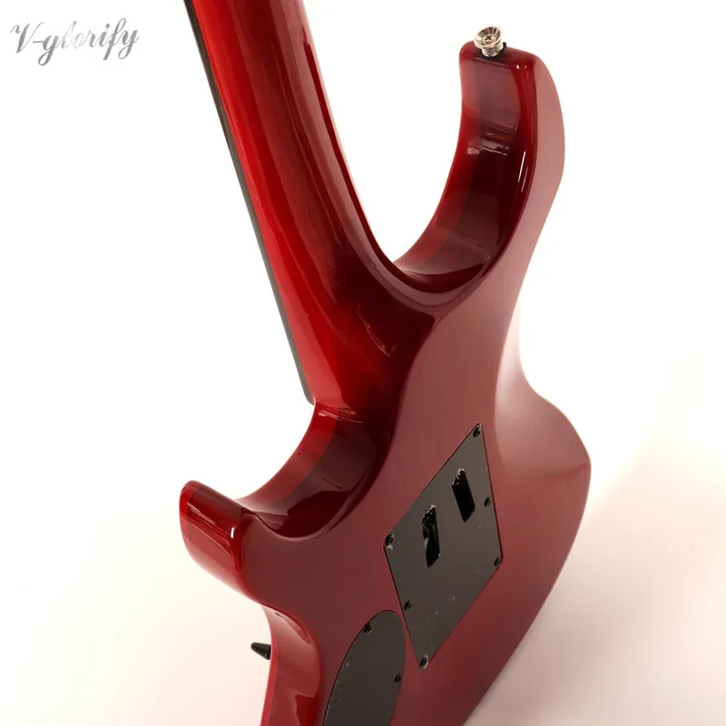 6 струнная электрическая гитара red flame maple top neck through 39 дюймов глянцевая задняя и