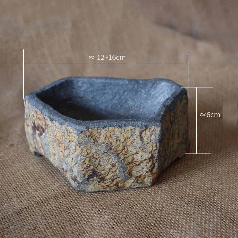 Basalt FlowerPot Succulent Plant Nursery Planter Natral Stone Vase Decoration Home Table Craft Bonsai Garden Decor New Year Gift 4