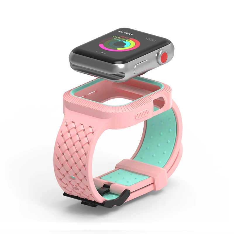 Силиконовый ремешок для Apple Watch band 38 мм 42 iWatch 44 40 спортивный Чехол браслет 5 4 3 2