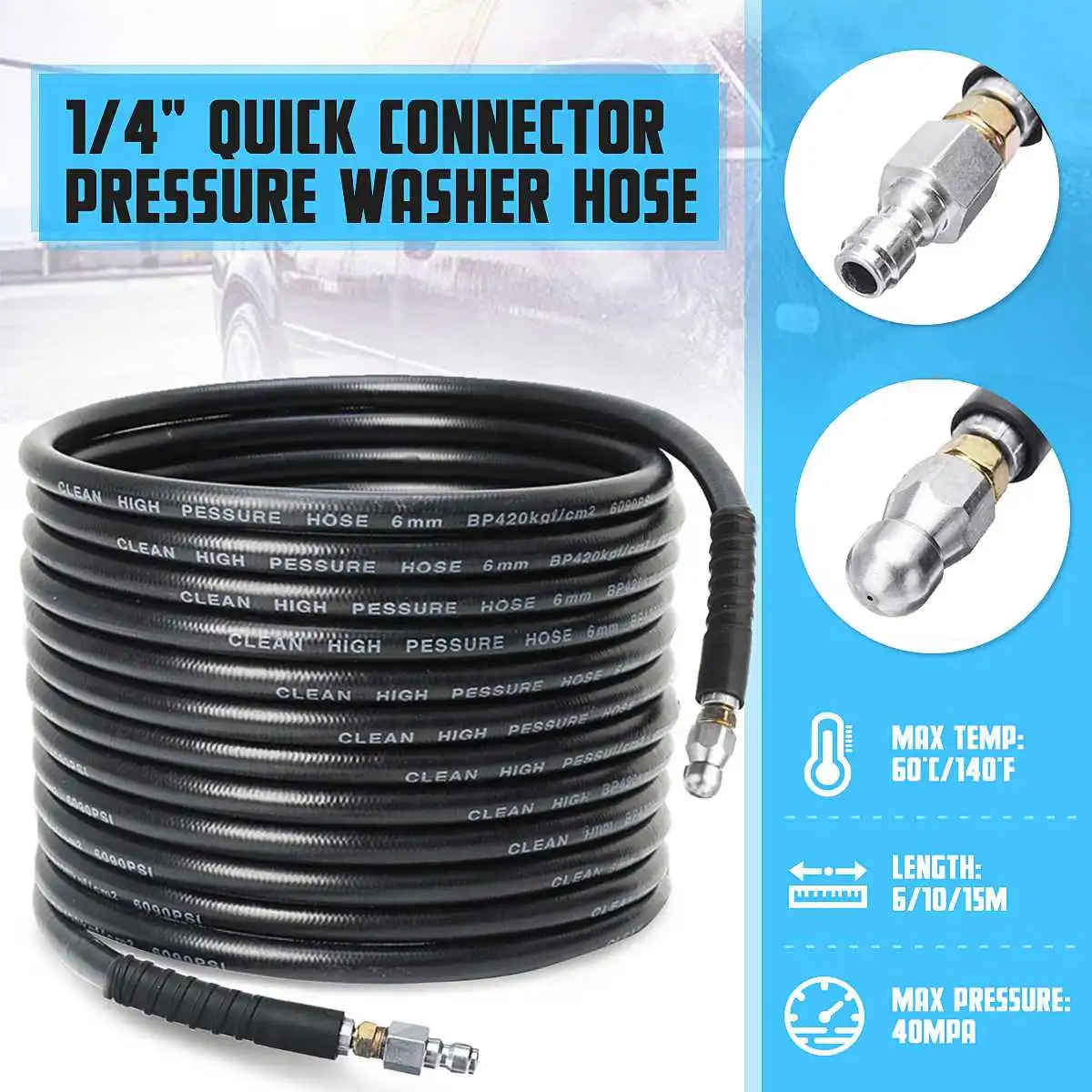 10m Hose Quick Release Gun Lance /& Foam Lance /& Wash Nozzles Nilfisk