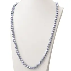 Новый стиль синий цвет длинный жемчуг ожерелье для 8 мм круглая оболочка жемчуга искусственная цепочка ожерелье 36 дюймов Изготовление