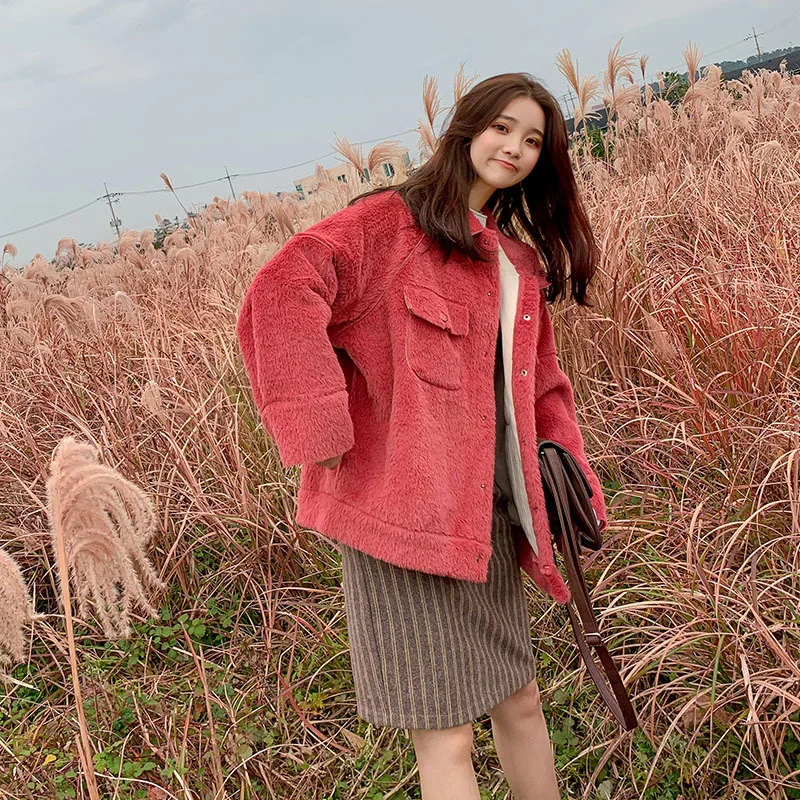 Photo Shoot Rabbit Fur Coat Women's Short 2018 New Style Korean-style Cotton Coat Cotton-padded Jacket CHIC Fur Dehaired Angora