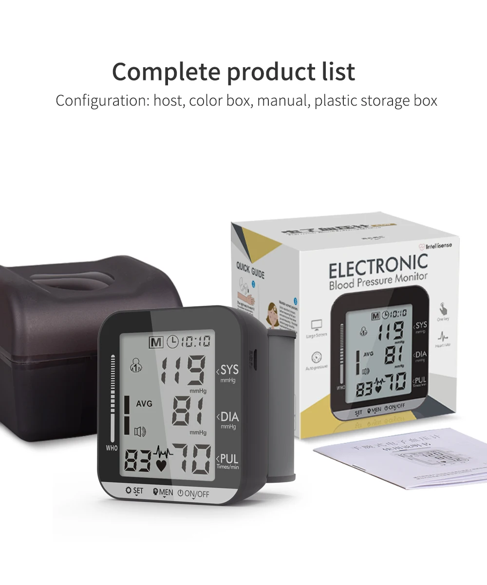 KUIZOU Wrist Blood Pressure Monitor PulseHeart Beat Rate Meter Device Medical Equipment Tonometer BP Mini Sphygmomanometer 6