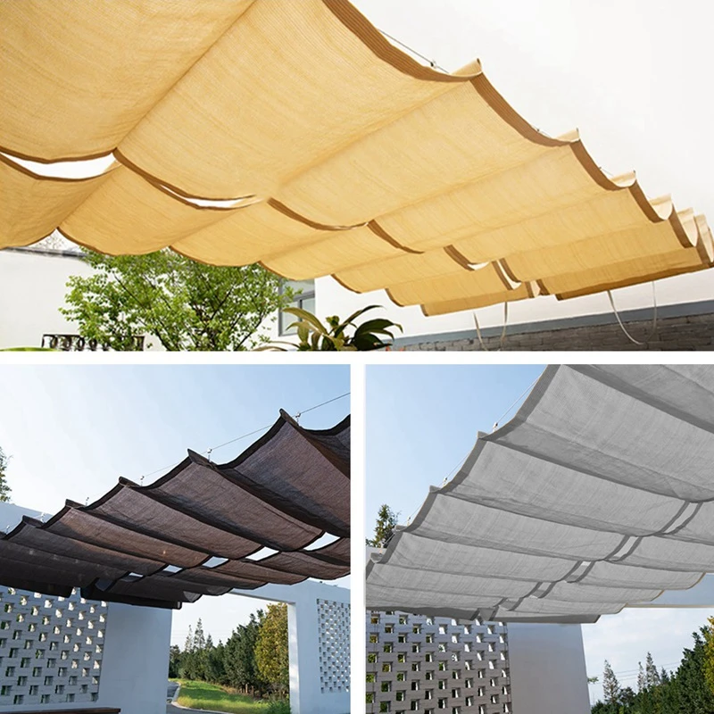 Customizable Courtyard Pavilion Telescopic Wave Sun Shade Net Sun Room