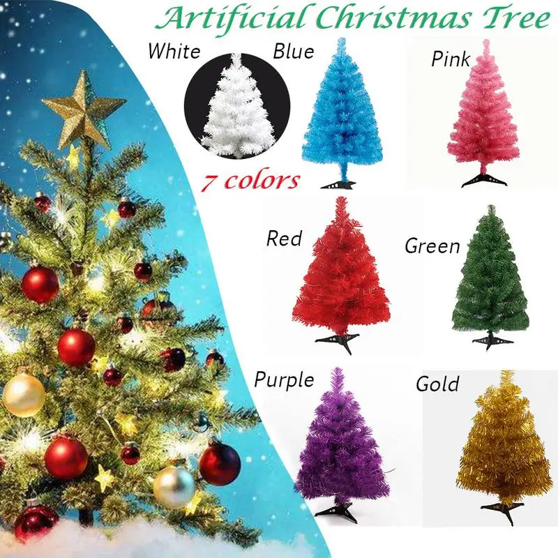 

60/90cm Artificial Christmas Tree Snowflake Xmas Plastic Tree New Year Home Ornaments Desktop Decorations Christmas Tree