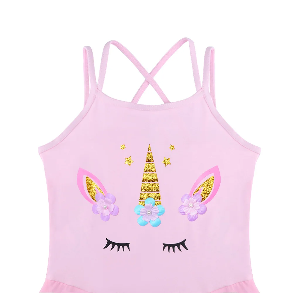 BAOHULU Girl Sleeveless Ballet Dress Cartoon Print Ballet Tutu Practice Performance Gymnasitics Leotard Hot Costume