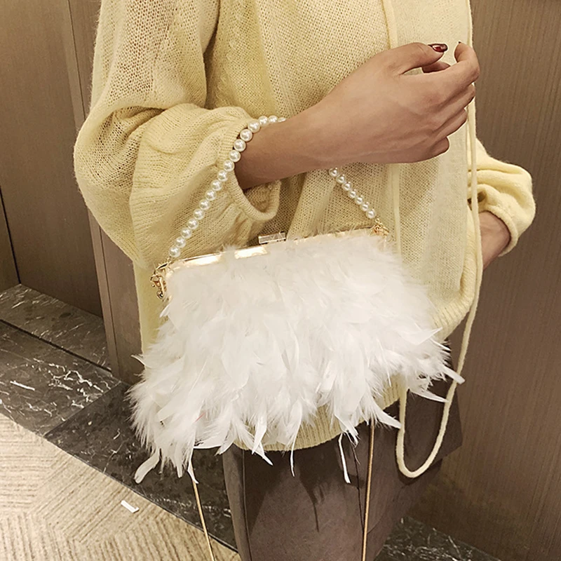 White feather clutch bag Clearance