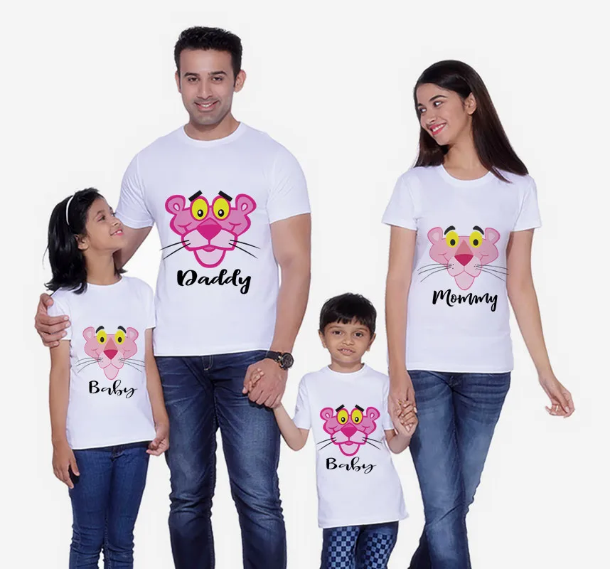 

Pink Leopard Family Matching Clothes Mommy and Me Clothes Leopard Head T-Shirt Boys Clothes Birthday Short Sleeve T-Shirt