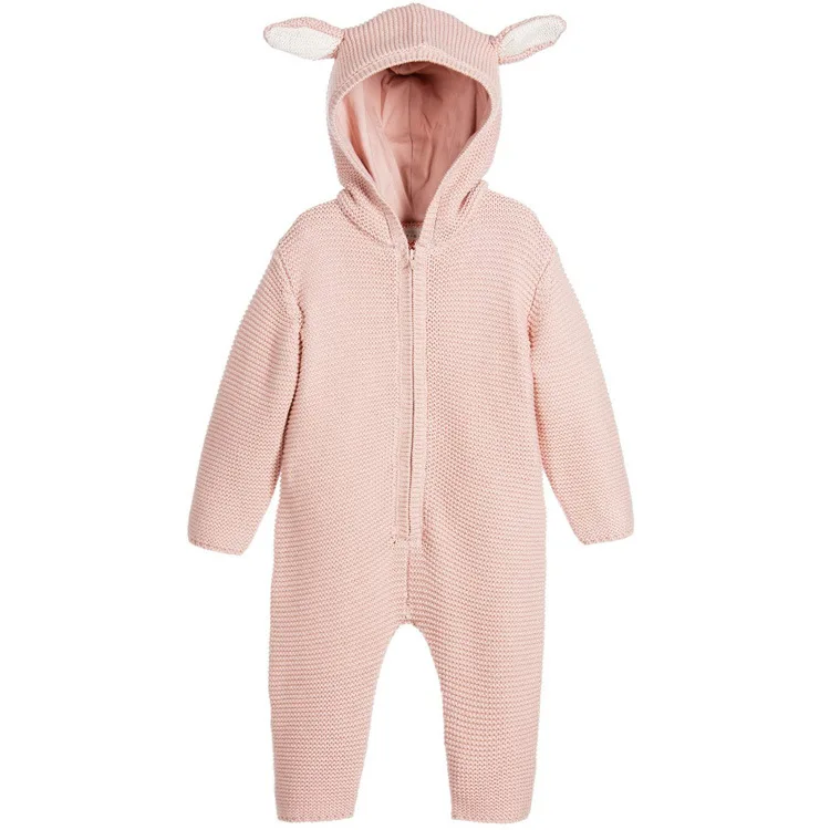 

Europe And America Pure Cotton Brushed And Thick Infants Child Rabbit Hooded Cardigan Onesie Processing