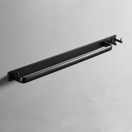 60cm with hooks Держатель для полотенец для ванной комнаты, алюминиевый держатель для полотенец с крюком, настенный держатель для полотенец, черное оборудование для выпечки, аксессуары для ванной комнаты 40-60 см - Цвет: 60cm with hooks