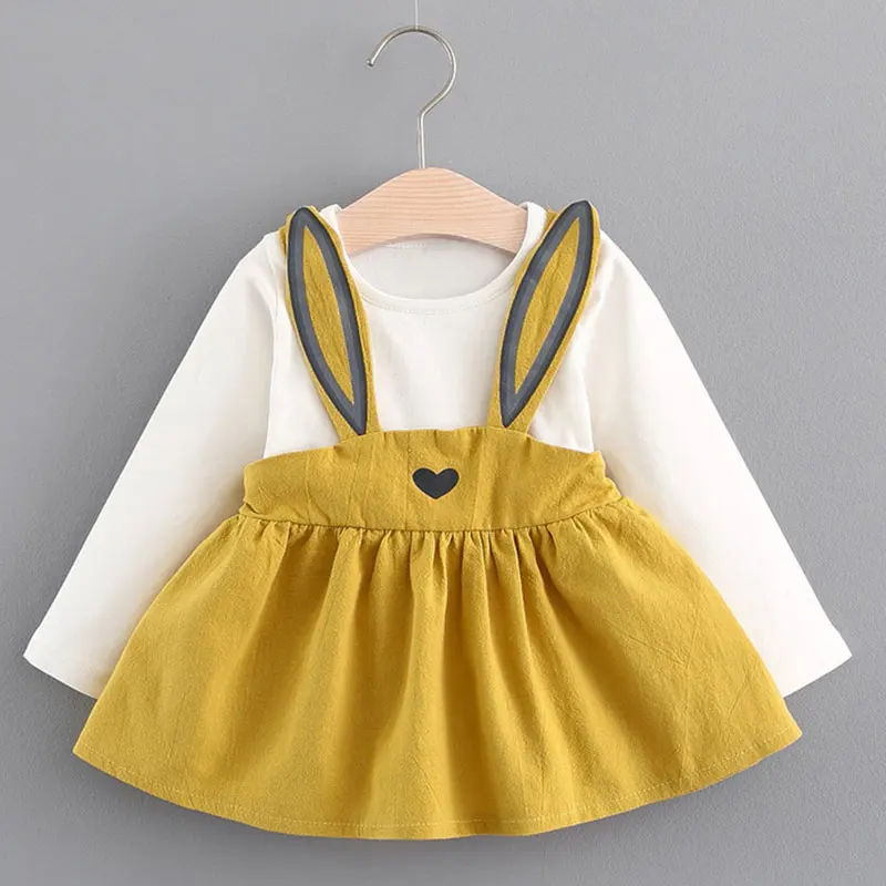 Платье для маленьких девочек, Новые Вечерние платья с длинными рукавами из 2 предметов на осень и зиму, Детский костюм «платье принцессы» для девочек 6-24 месяцев - Цвет: AX248- Yellow