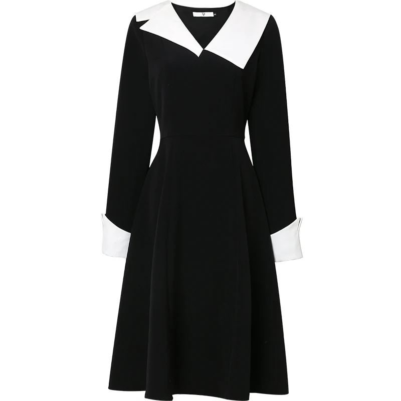 

Женское платье с отстрочкой, элегантное ТРАПЕЦИЕВИДНОЕ ПЛАТЬЕ во французском стиле с воротником «Питер Пэн», Новое поступление