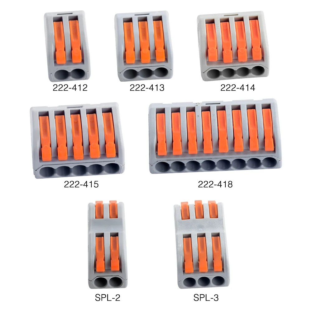 

5Pcs Universal Terminals Block Plug-in Electrical Wire Connector 222-412 413 414 415 418 SPL-2 3 Type Wiring Cable Connector